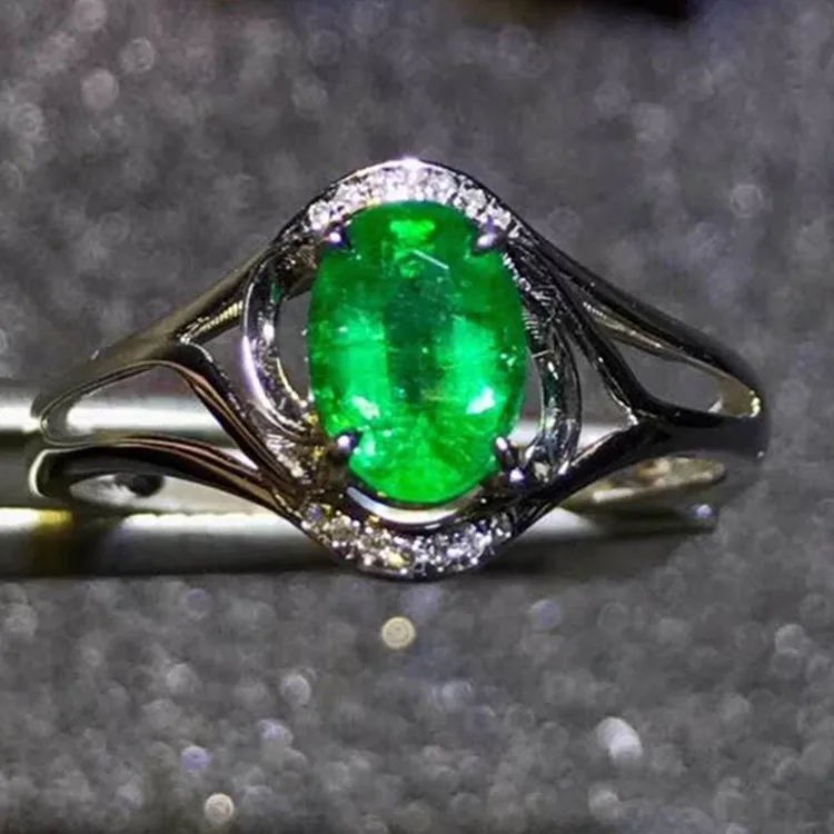 

antique gemstone jewelry design 18k gold South Africa real diamond 1ct Colombia natural green emerald ring for women