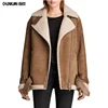 High quality women fashion oversized sheepskin Genuine Leather Jacket