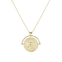 

A138A European Jewellery Fashion 925 Silver 18K Gold Coin Medallion Pendant Necklace