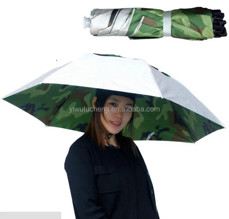 

Wholesale 95cm plus foldable head umbrella sun hat umbrella Hands Free for Fishing Hiking Beach Camping customize logo