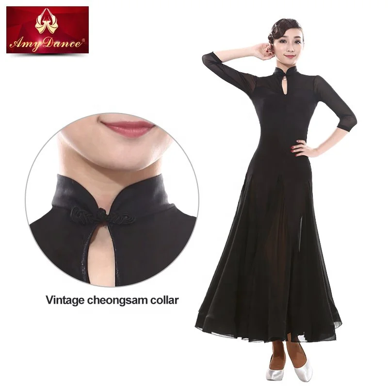 
Luxury fashion black summer elegant floral long modern ice silk qipao cheongsam 