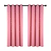 Girls Bedroom Curtain for Starry Night Twinkle Blackout Curtains, 2 Panels Grommet Top Nursery Essential Star Cutout Curtains