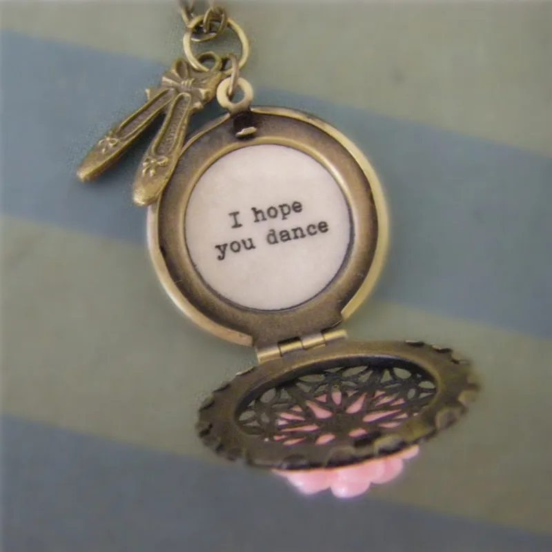 

I hope you danc girls locket necklace gift to daughter ballet jewelry recital gift
