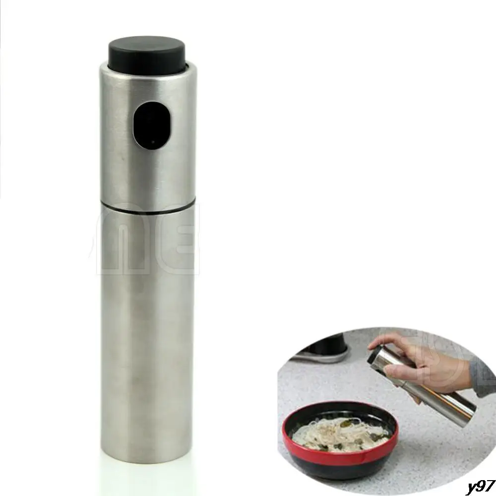 Free shipping New Stainless Steel Olive Pump Spraying Bottle Sprayer Can Oil Jar Pot Tool
