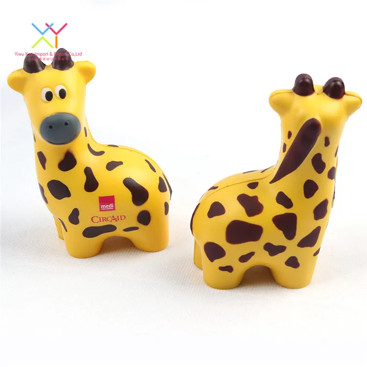 Top quality pu giraffe animal shape stress balls promotional gifts animal stress ball for stress reliever