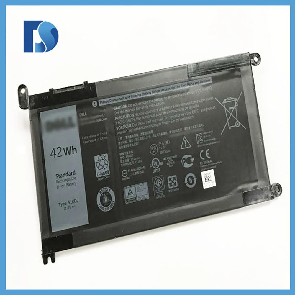 

BK-Dbest New 11.4V 42Wh Genuine 51KD7 laptop Battery for Dell Series, Black