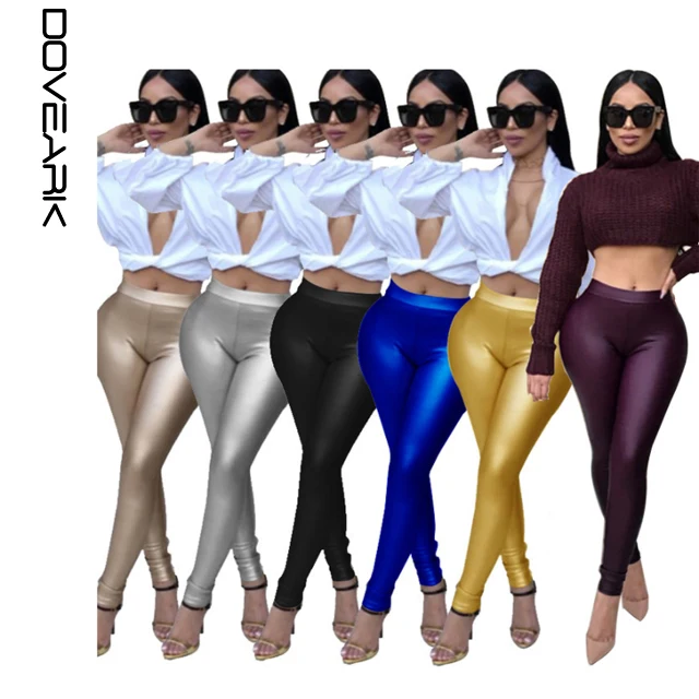 

High Quality Faux Leather Pu Leggings High Waist, As picture