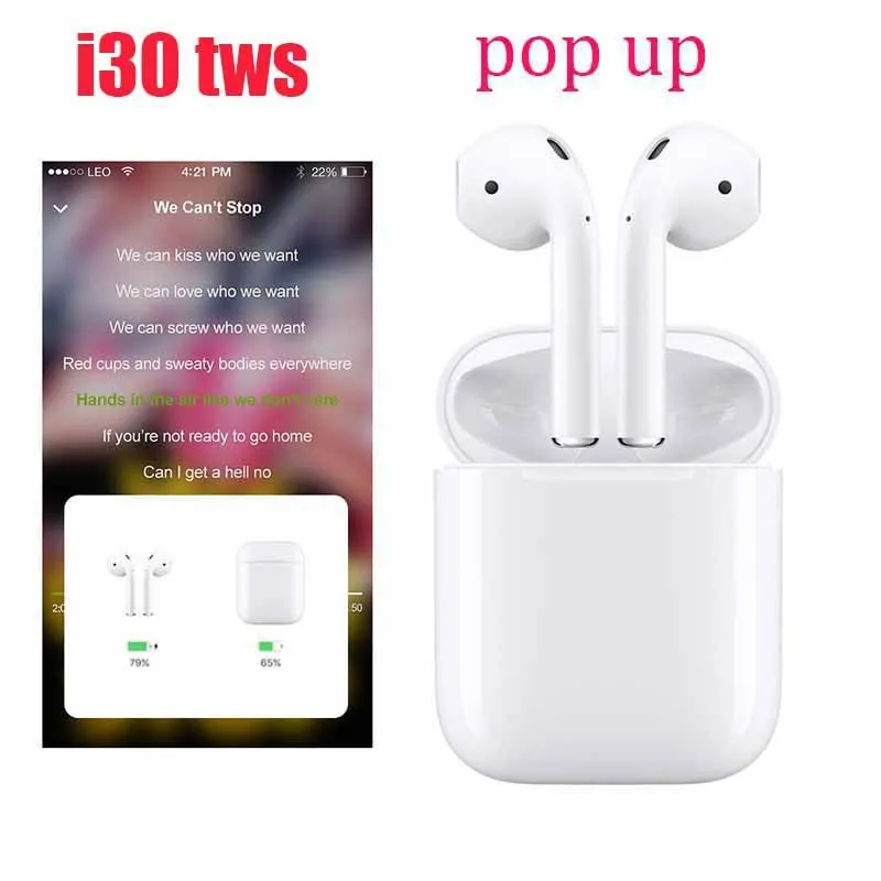 

2019 Dropshipping i30 Super Bass Earbuds Headphones Popup, White