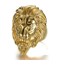 

Gold Color Men Ring Titanium Lion-head Ring Classic Retro Men Jewelry