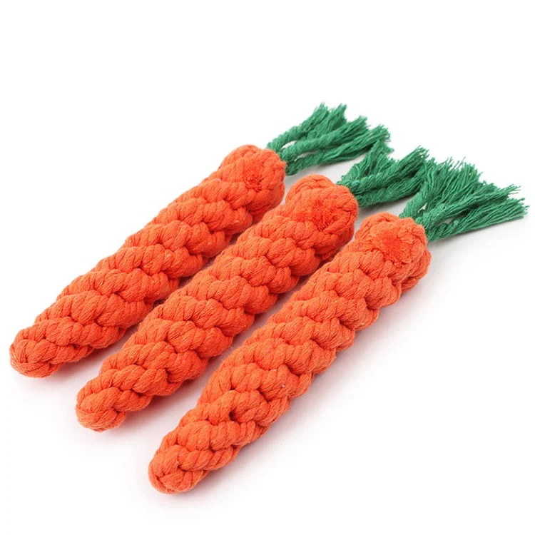

High Quality Teeth Cleaning Bite Resistant Cotton Rope Chew Pet Carrot Dog Toy, As pictures