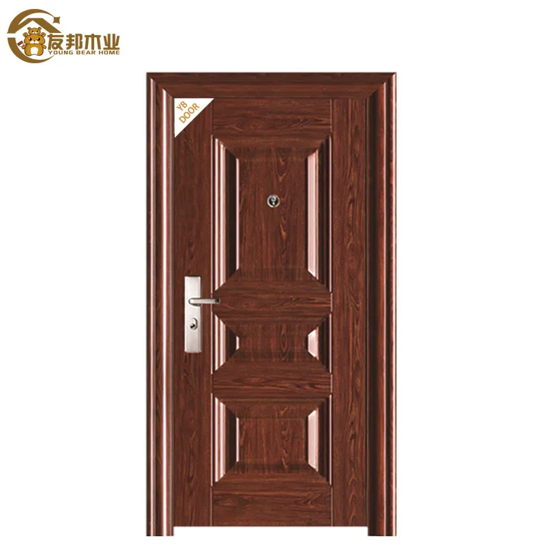 Grey Traditional Safety Front Iron Door Designs With Grill For