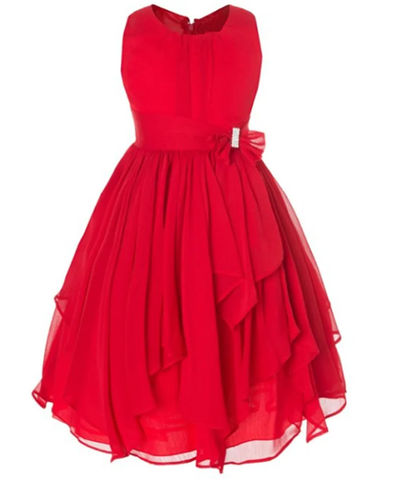 

Factory wholesale multi color chiffon cheap kids girl long prom dress