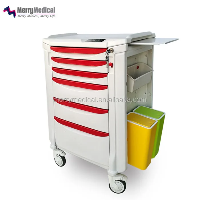 Abs Medical Device Trolley Hospital Medication Cart With 6 Drawers