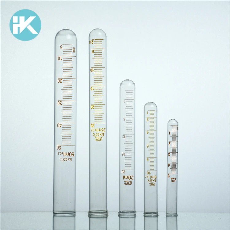 Huke Glass Graduated 20ml Test Tube Measuring Volume Mouth Vial Round