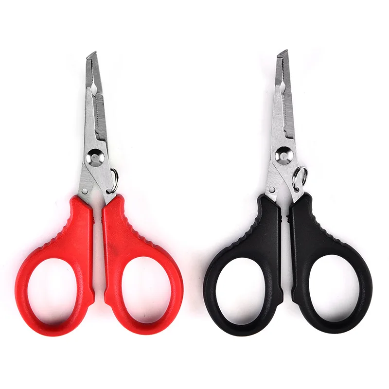 

COG Portable Mini Size Braided Fishing Scissors for Fishing Stainless Steel Line Cutters Scissors, Black,red