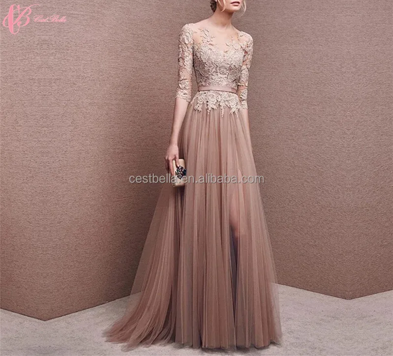 

Suzhou Factory A Line Ladies Chiffon Coffee OEM Services Evening Dress, N/a