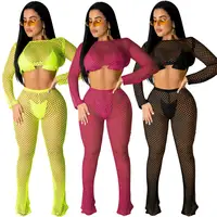 

wholesale mesh pants and bra set trendy bodycon two piece ladies set