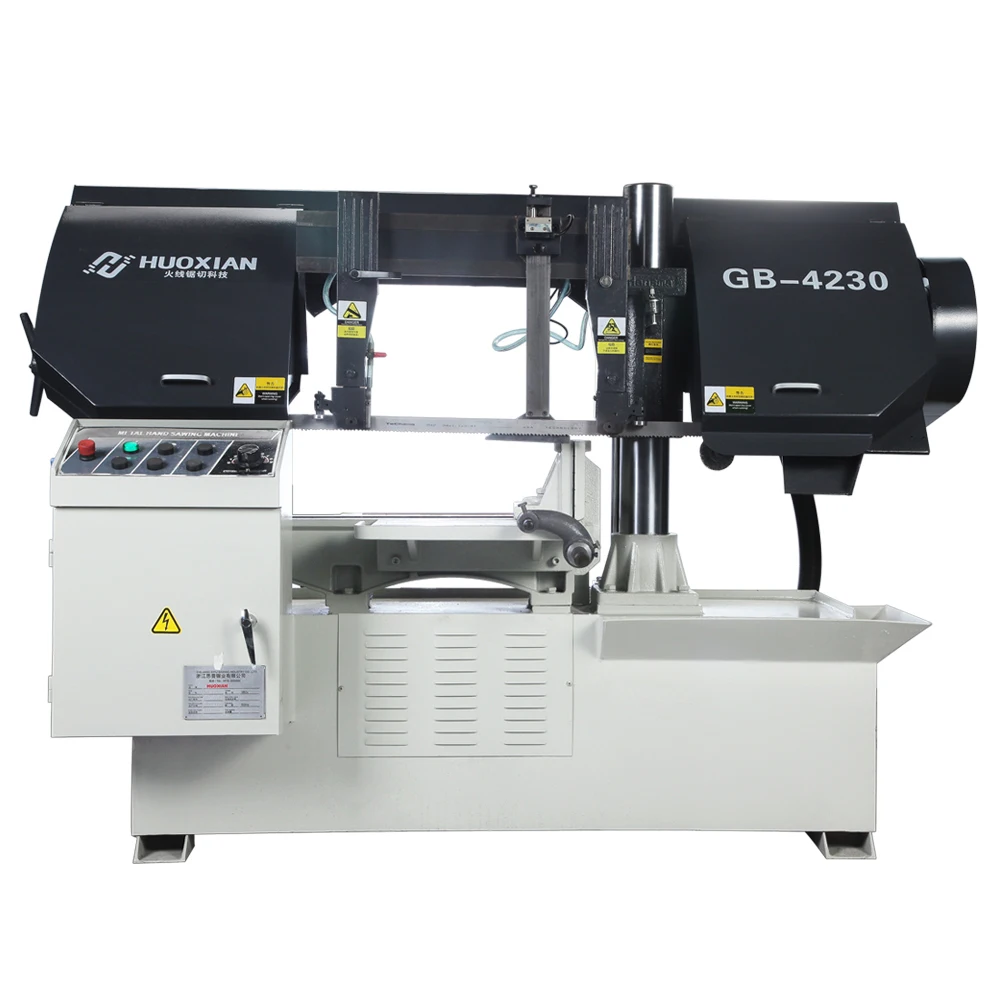
HUOXIAN GB4230 New band sawing machine semi-automatic horizontal gantry band saw machine cuts metals includes a band saw blade 