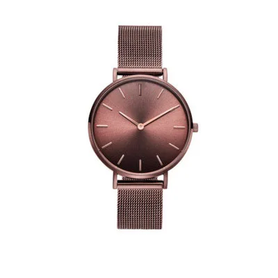 

2019 New Arrival Women Mesh Band Stainless Steel Analog Quartz Wristwatch Minimalist Lady Business Luxury Silver Gold Watches, Coffee