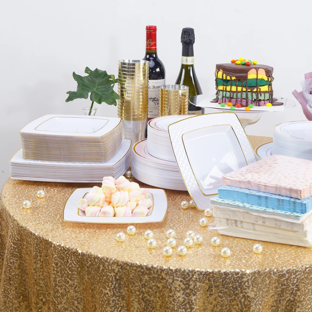 125pcs Superior Quality Outdoor Silver Disposable Plastic Dinnerware