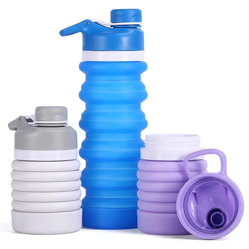 

Custom Eco-friendly Leakproof Collapsible Silicone Outdoor Sport Water Bottle 750ML, 4 or customized