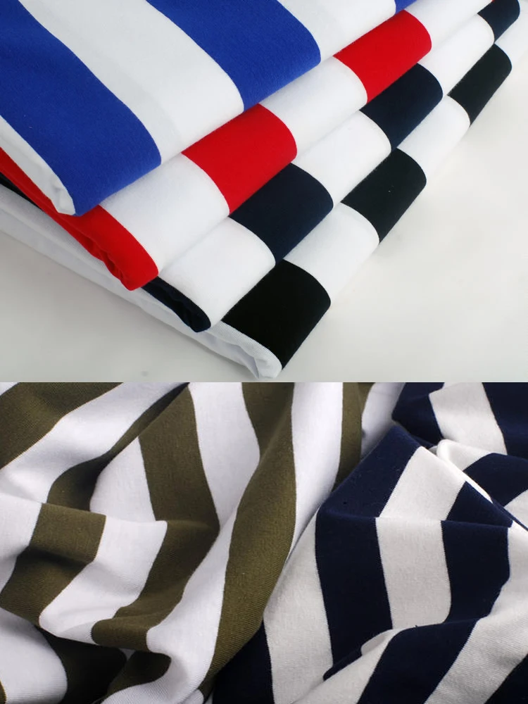 Cotton 4 Way Stretch Rainbow Stripe Knitted Fabric T Shirt Yarn Dyed