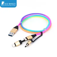 

ICE-BINGO Rainbow Color 1m woven 3-in-1 8-pin micro type-C Charging Data Cable Baseus USB Cable Mobile phones For iphone HUAWEI