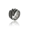 15595 xuping hot sale simple stainless steel black gun color leaf design finger ring