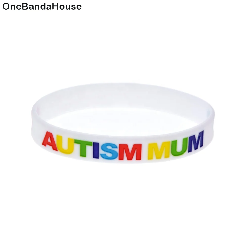 

1PC Autism Mum Silicone Wristband White Adult Size