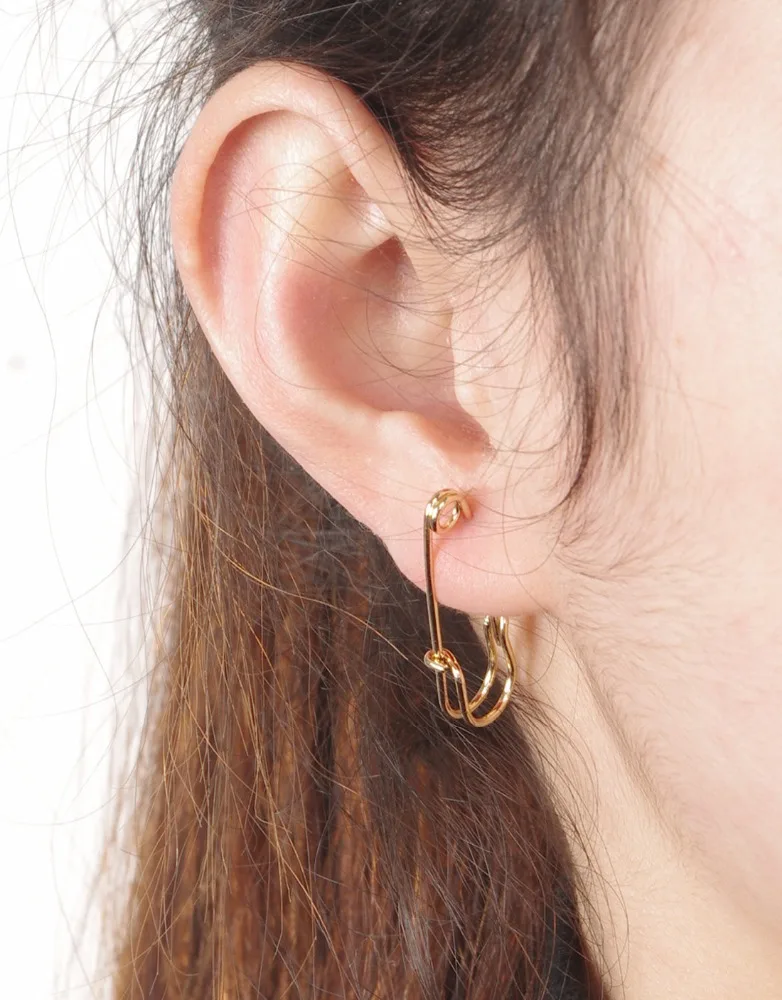 

Simple design stud earrings with paper clip earrings for women