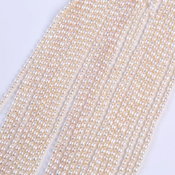 

Natural freshwater pearl jewelry,3-4mm AA rice shaped loose pearl beads, White