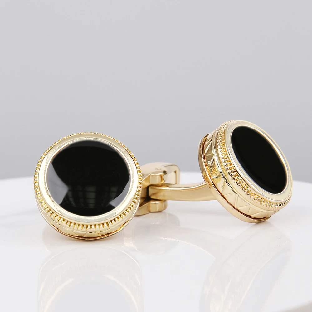 XUSHI suit shirt gold black enamel wedding luxury cufflinks men XK19S064