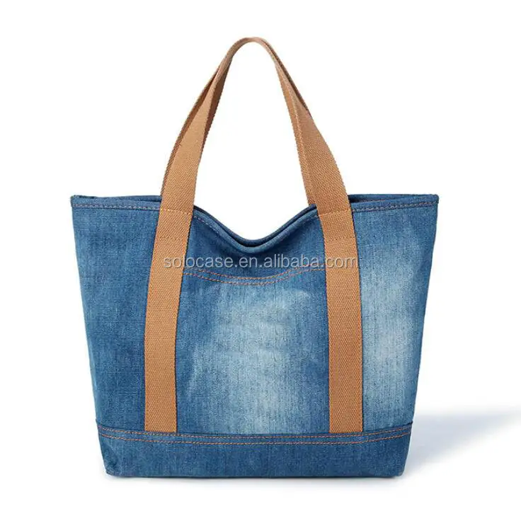 Custom Pattern Denim Tote Handbag