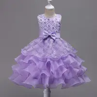 

Fashion Girls Puffy Layered Ruffle Wedding Lace Dresses patterns For Kids
