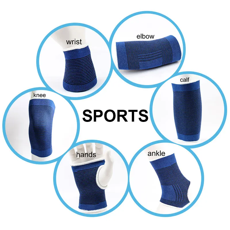 

Sports protective suit strip elastic sleeve support hands wrist elbow knee ankle support compression brace wraps sleeve, Blue or custom color
