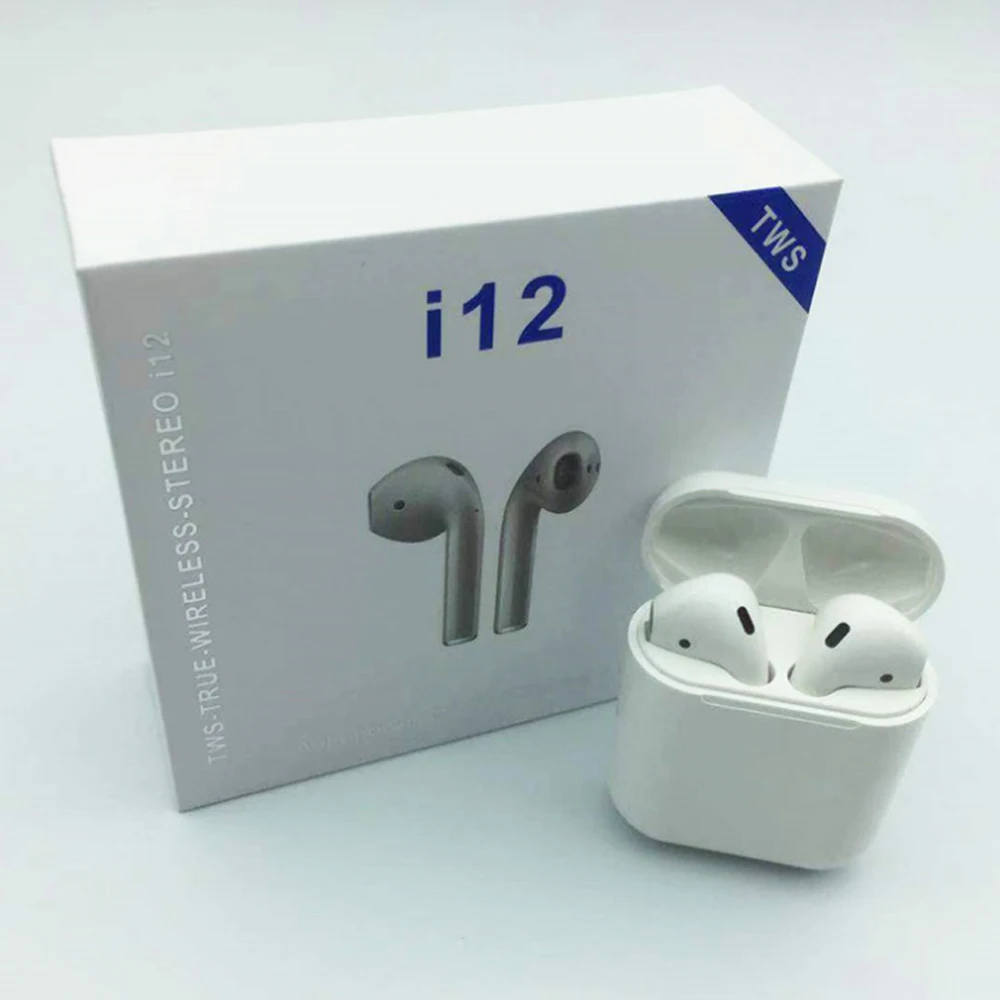 2019 Amazon top seller I10 I12 TWS V5.0 sport Bluetooth earphones earbud i 12 with Double earphone magnetic charging box