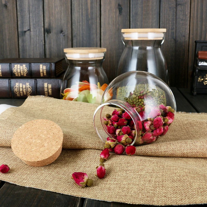 Clear Glass Jar With Bamboo Lid And Silicone Ring Seal,Cookie Candy