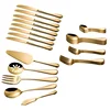 Gold Flatware Set, Modern Royal 45-Pieces gold Stainless Steel Flatware for Wedding Festival Christmas Party
