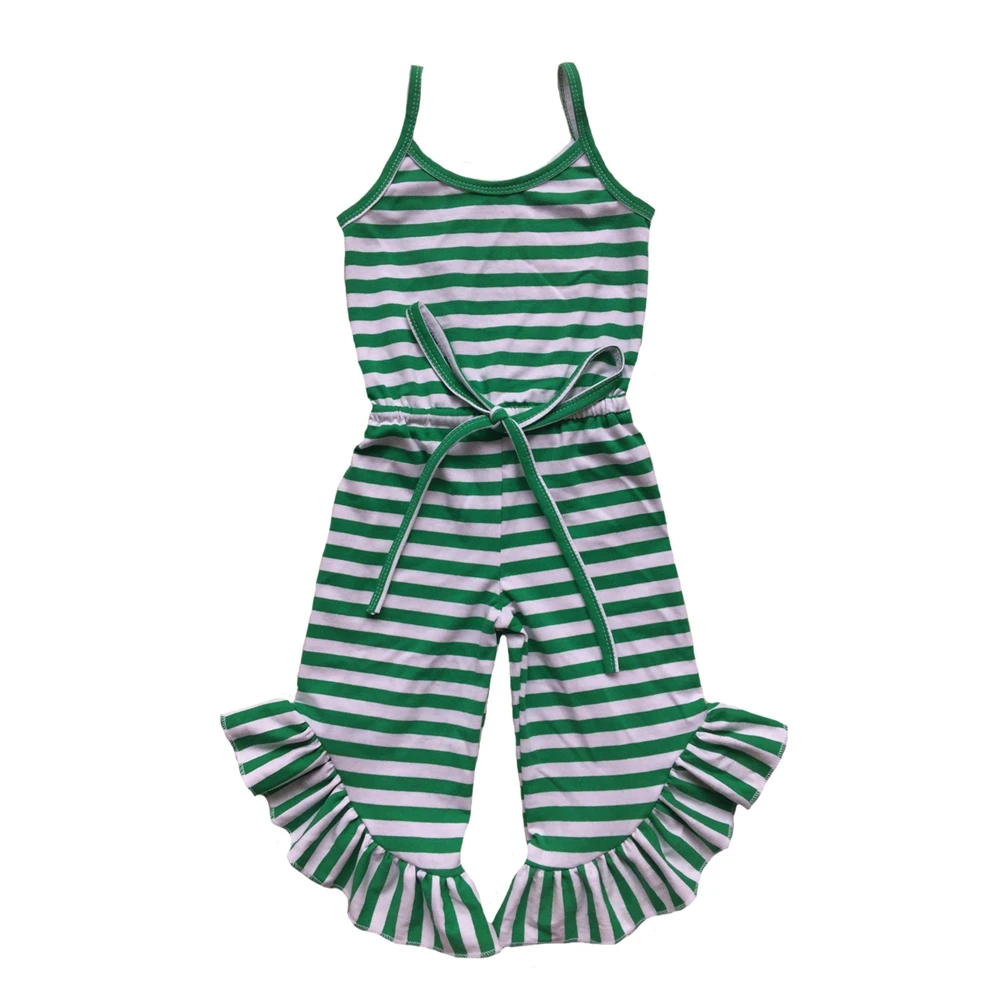 

2019 Fresh Design summer kids Girls overalls falbala sleeveless jumpsuit lace up stripe jumpsuit baby girls romper, N/a