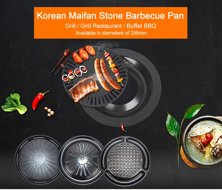 Wholesale Commercial Round Korean Bbq Plate Nonstick Bbq Plate Korean