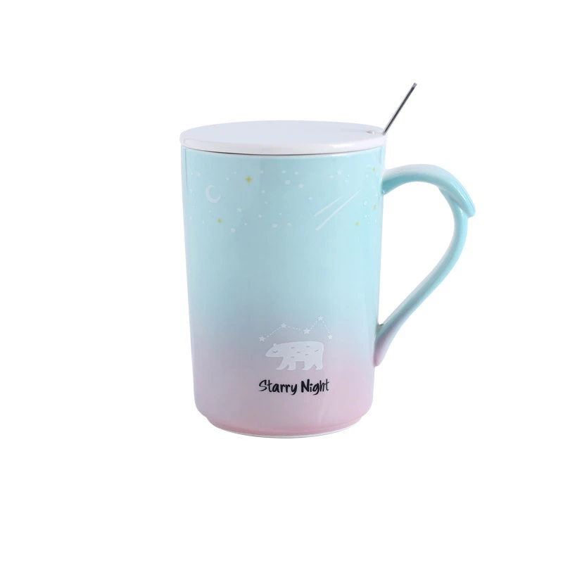 

Amazon starry night sky color coffee mug gradient color ceramic mug, Blue and pink