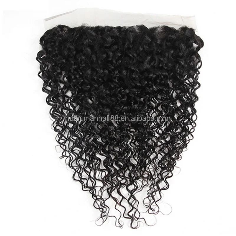 

Human Hair Lace Frontal Closure Water Wave 13x4 Virgin Brazilian Natural Wave Lace Frontals Ear to Ear, Natural color #1b
