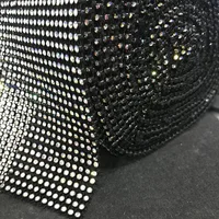 

elastic rhinestone trimming 3mm with 24 rows white and black mesh with ab crystal 10 yards each roll