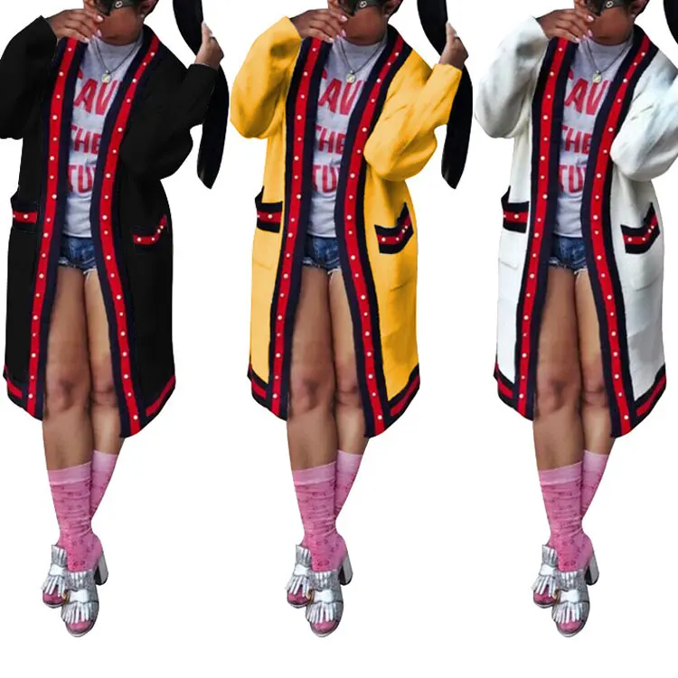 

81106-MX44 3 colors long coat with beaded for ladies, N/a