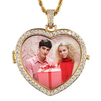 

Customs Heart Shape Picture Pendant Necklace for Couple Men's Hip Hop Jewelry with Gold Silver rope chain wholesale