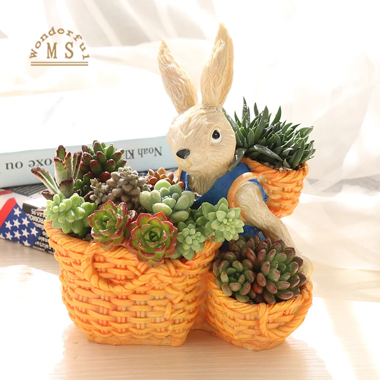 Resin cute rabbit bunny succulent planter,indoor planter pot,pots for plant