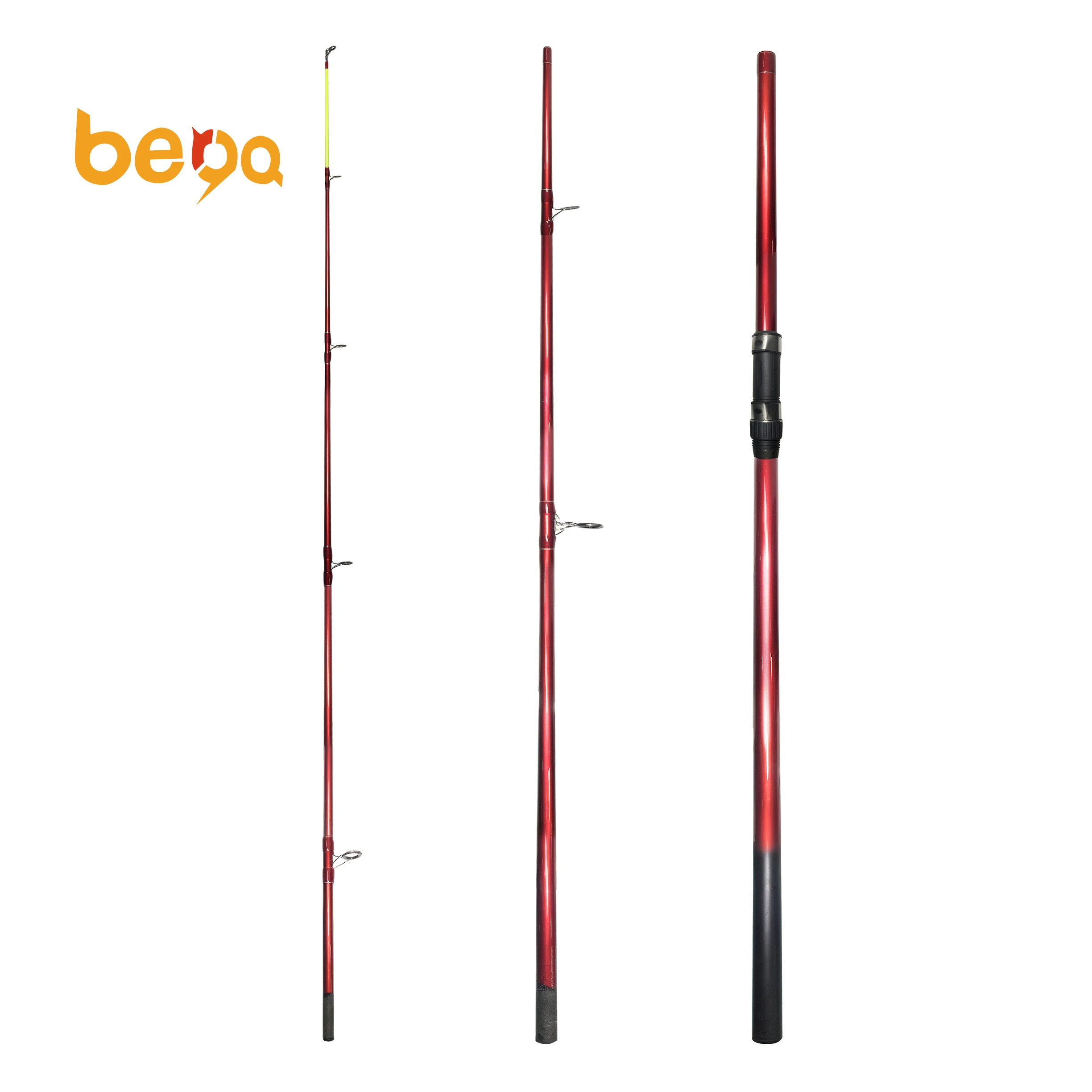 

Red New 10ft-14ft 3 section 100-200g Glass Fiber Surf Fishing Rod, Black/white/red/yellow/orange, customizable