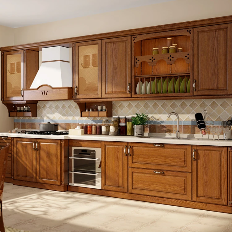 Cheap Price Modern Solid Wood Kitchen Cabinet Export To European