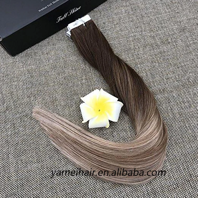 

Ombre Hair Extensions #4/8/22 color 50g Remy Brazilian tape in human hair extension, N/a