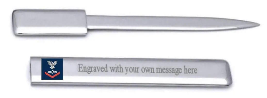 U.S Navy Red E-4 Aviation Electronics Technician AT Engraved Letter Opener